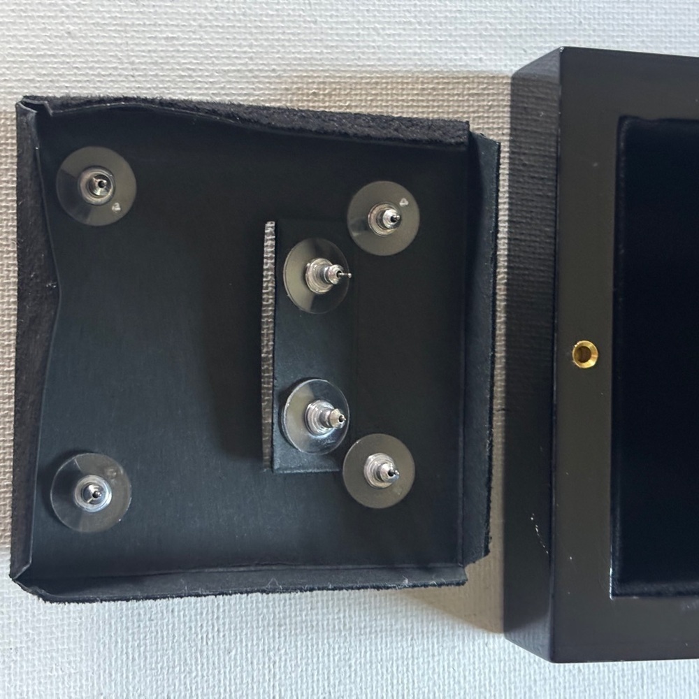 Givenchy Crystal Stud Earrings Set Silver-Tone 3-Pair - Picture 4 of 5